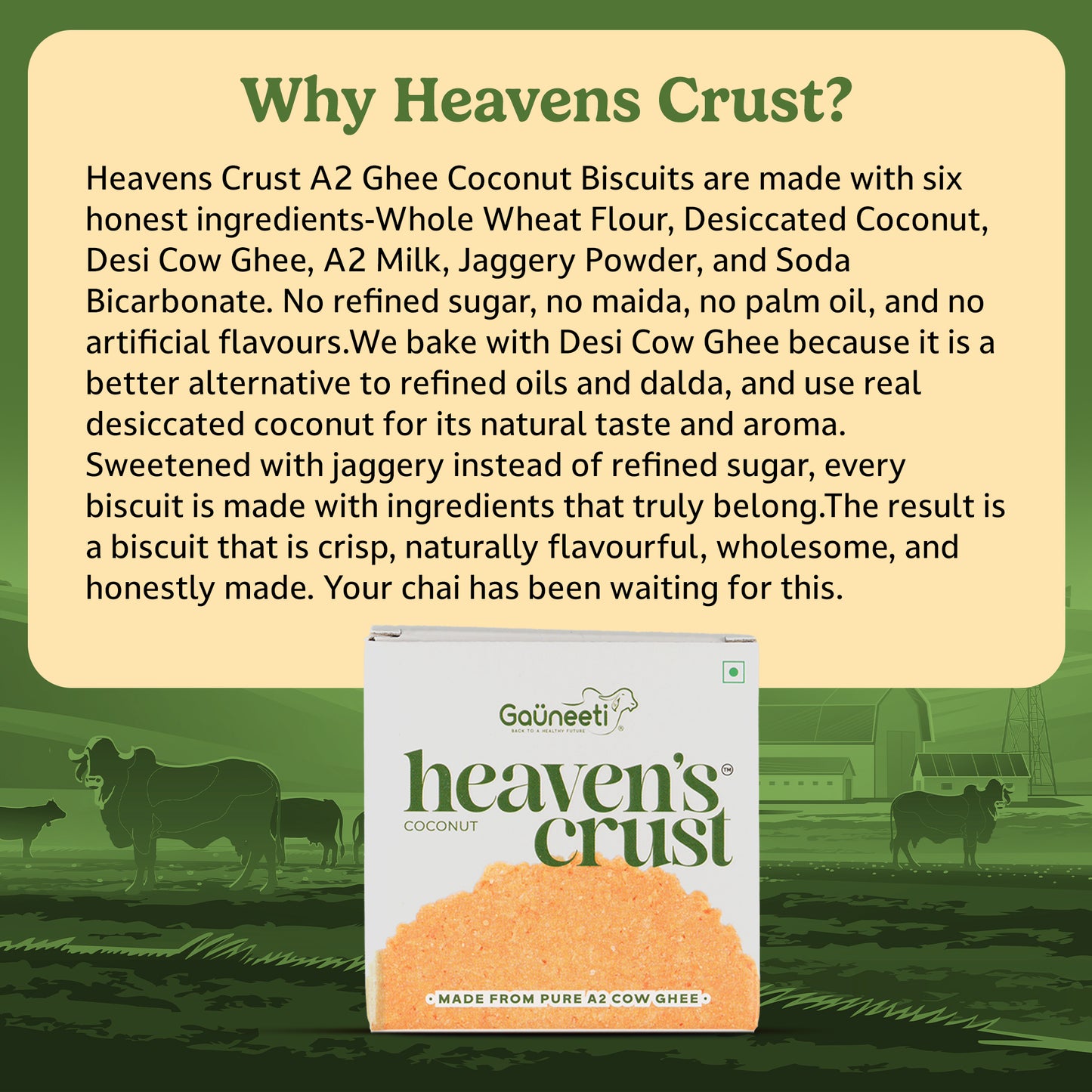 HEAVENS CRUST A2 GHEE COCONUT BISCUITS