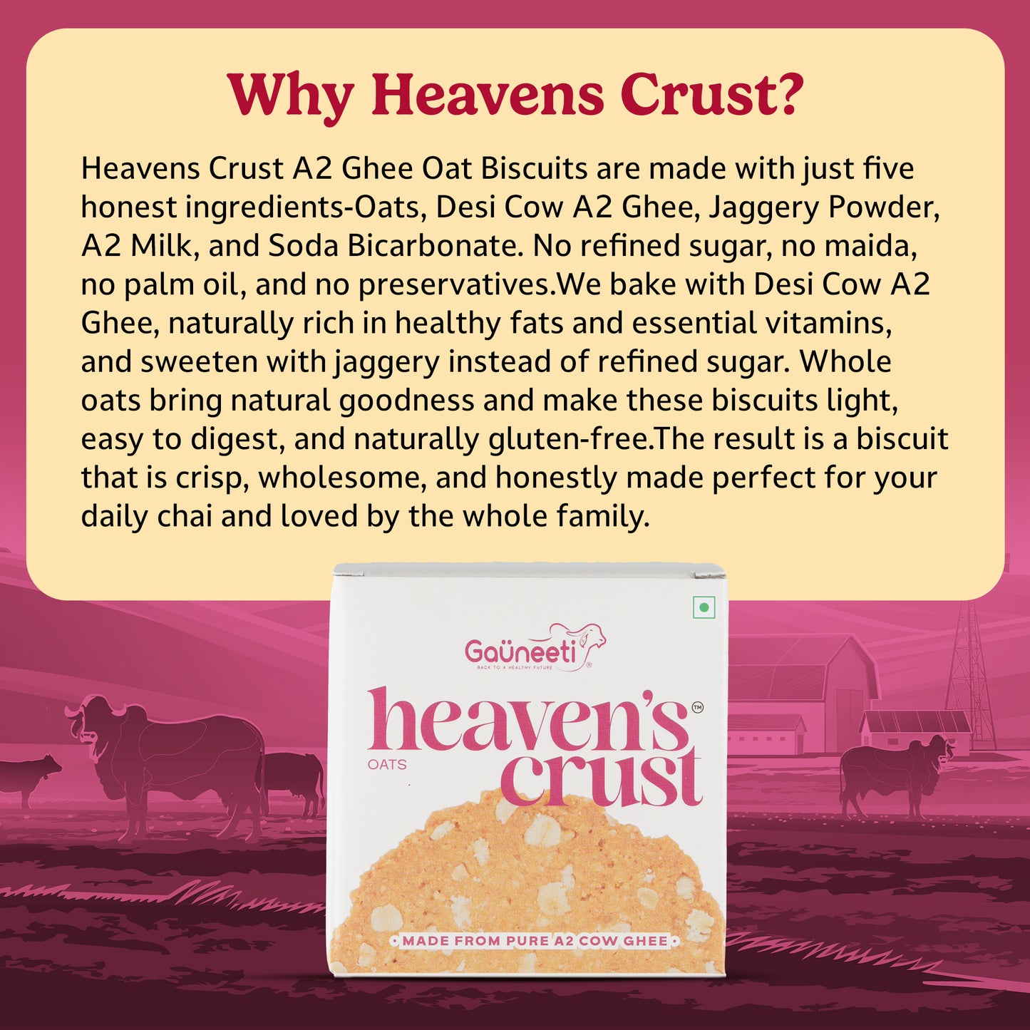 HEAVENS CRUST A2 GHEE OAT BISCUITS