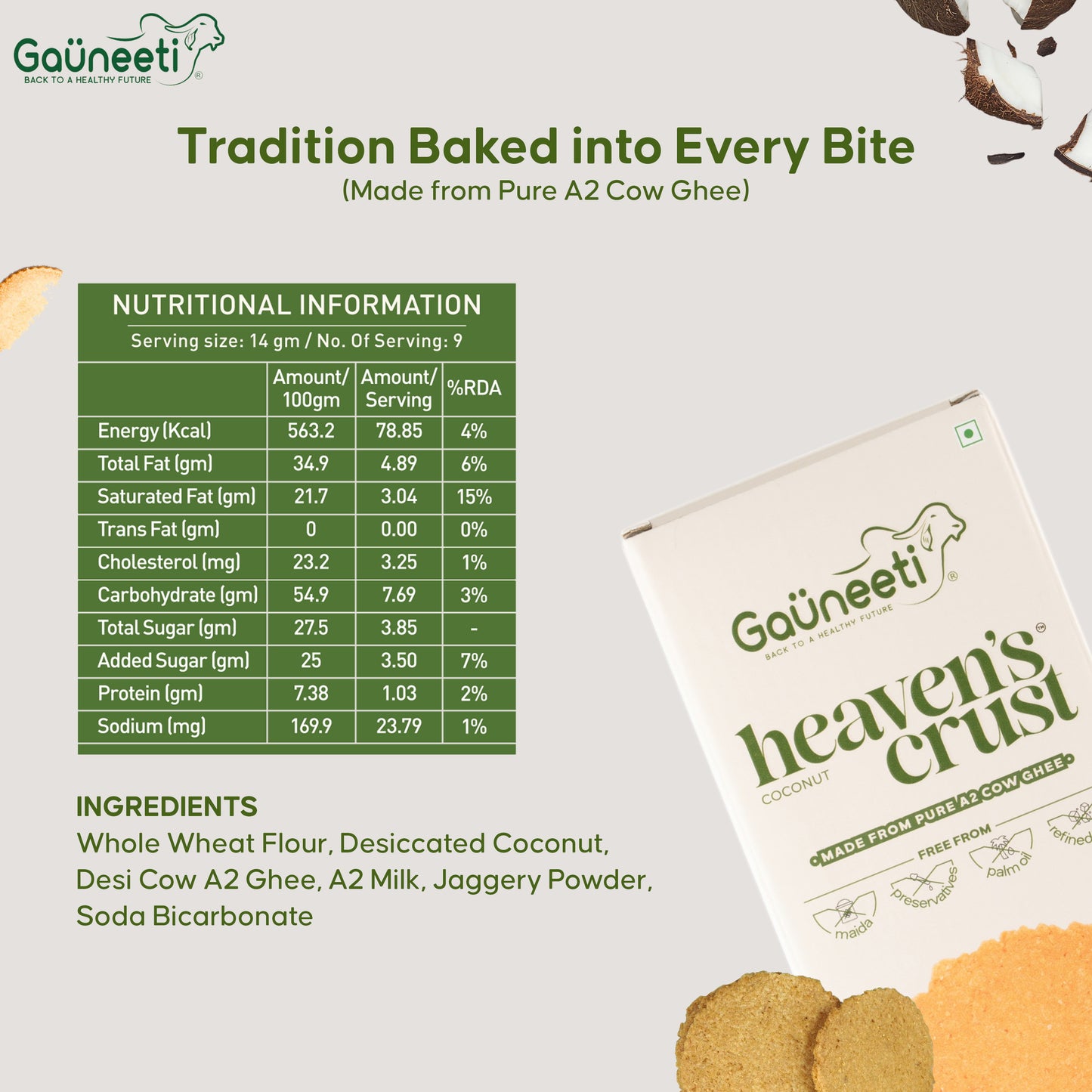 Heaven's Crust A2 Ghee Biscuits