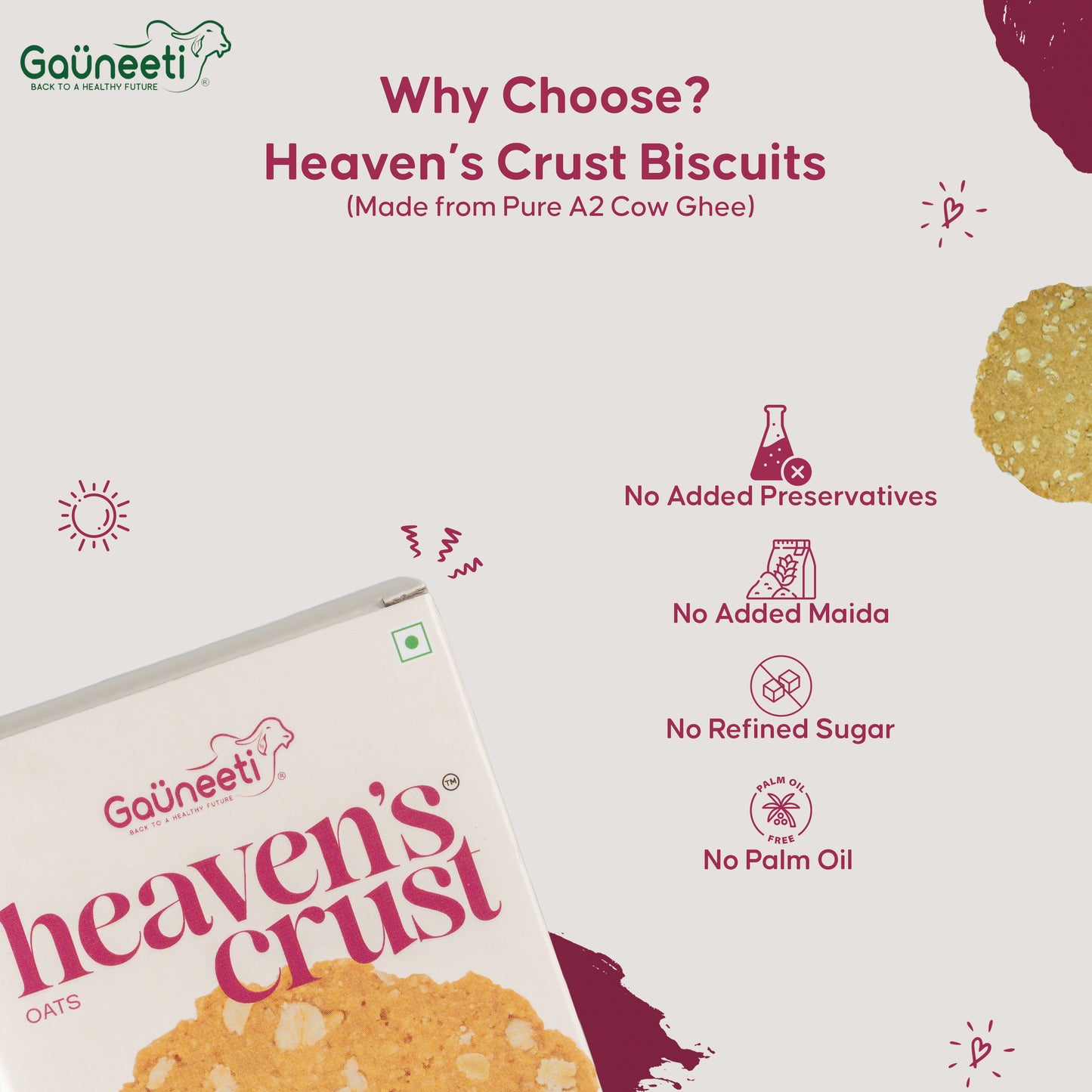 Heaven's Crust A2 Ghee Biscuits