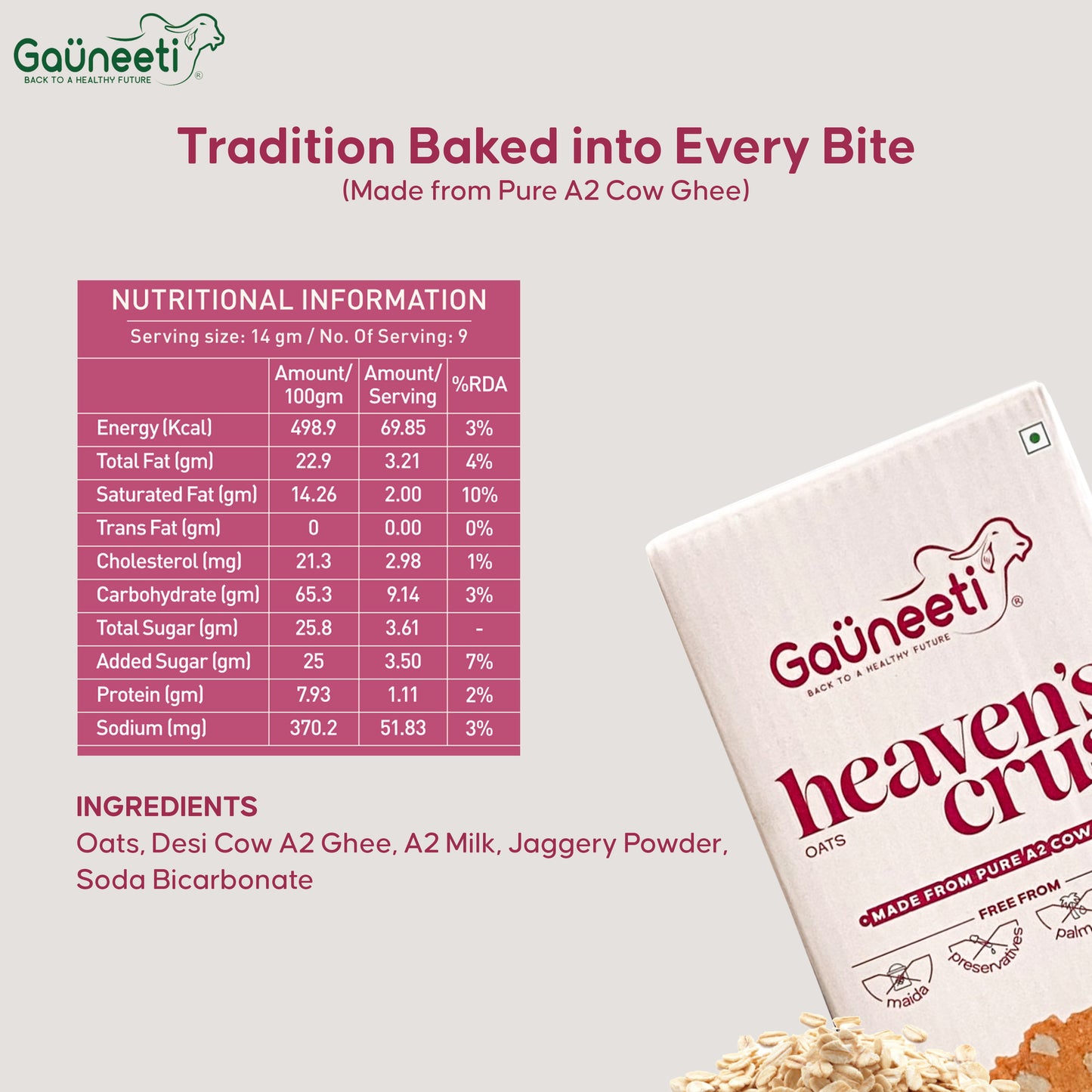 Heaven's Crust A2 Ghee Biscuits