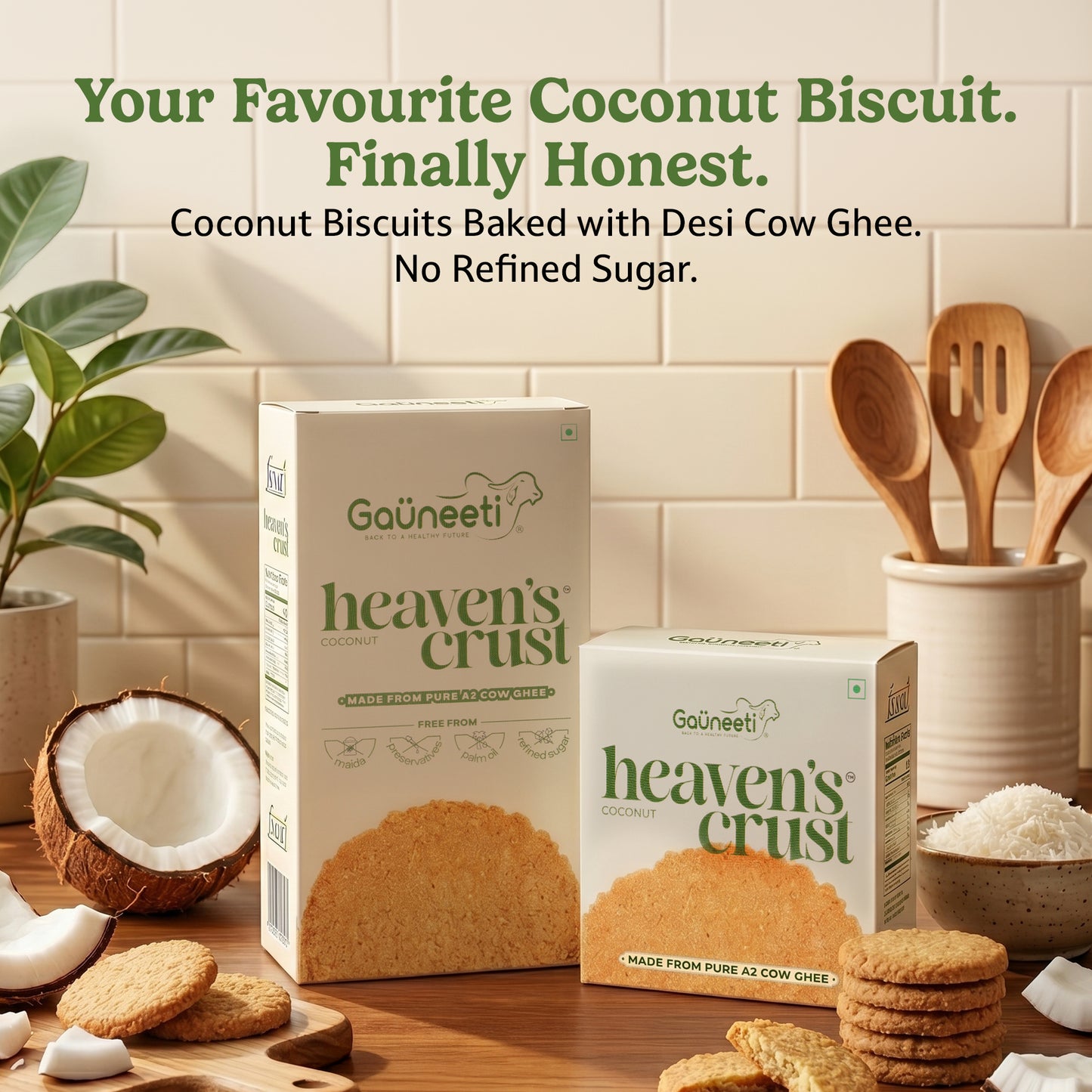HEAVENS CRUST A2 GHEE COCONUT BISCUITS