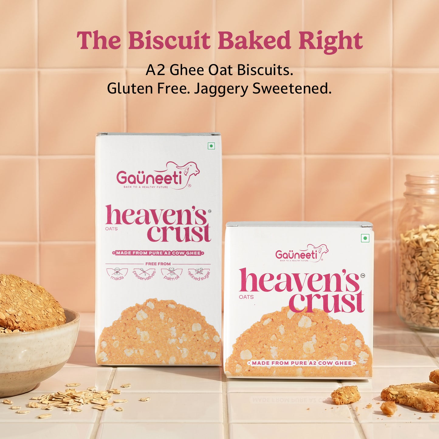 HEAVENS CRUST A2 GHEE OAT BISCUITS