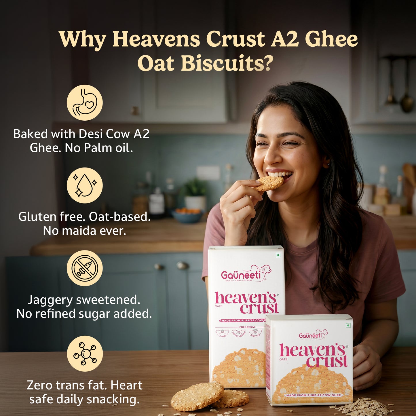 HEAVENS CRUST A2 GHEE OAT BISCUITS