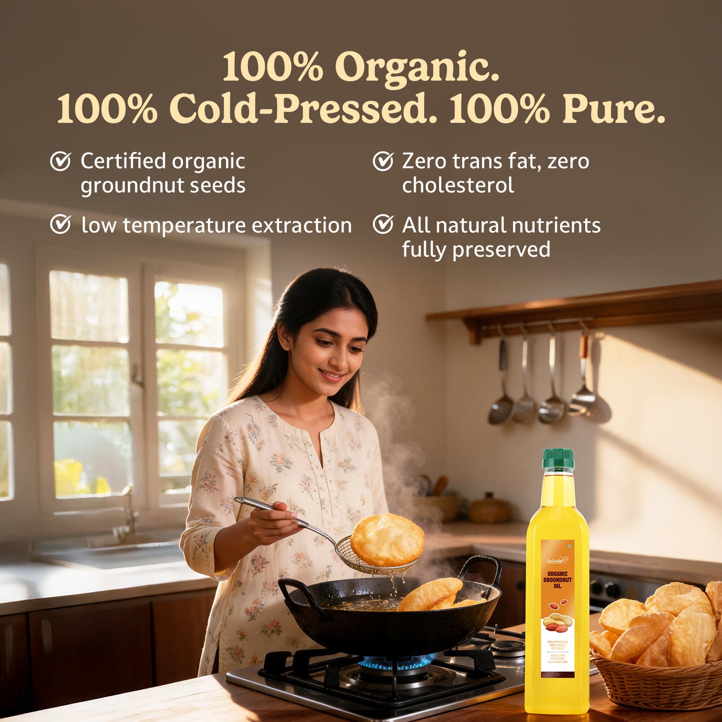 Organic Cold-Pressed Groundnut Oil