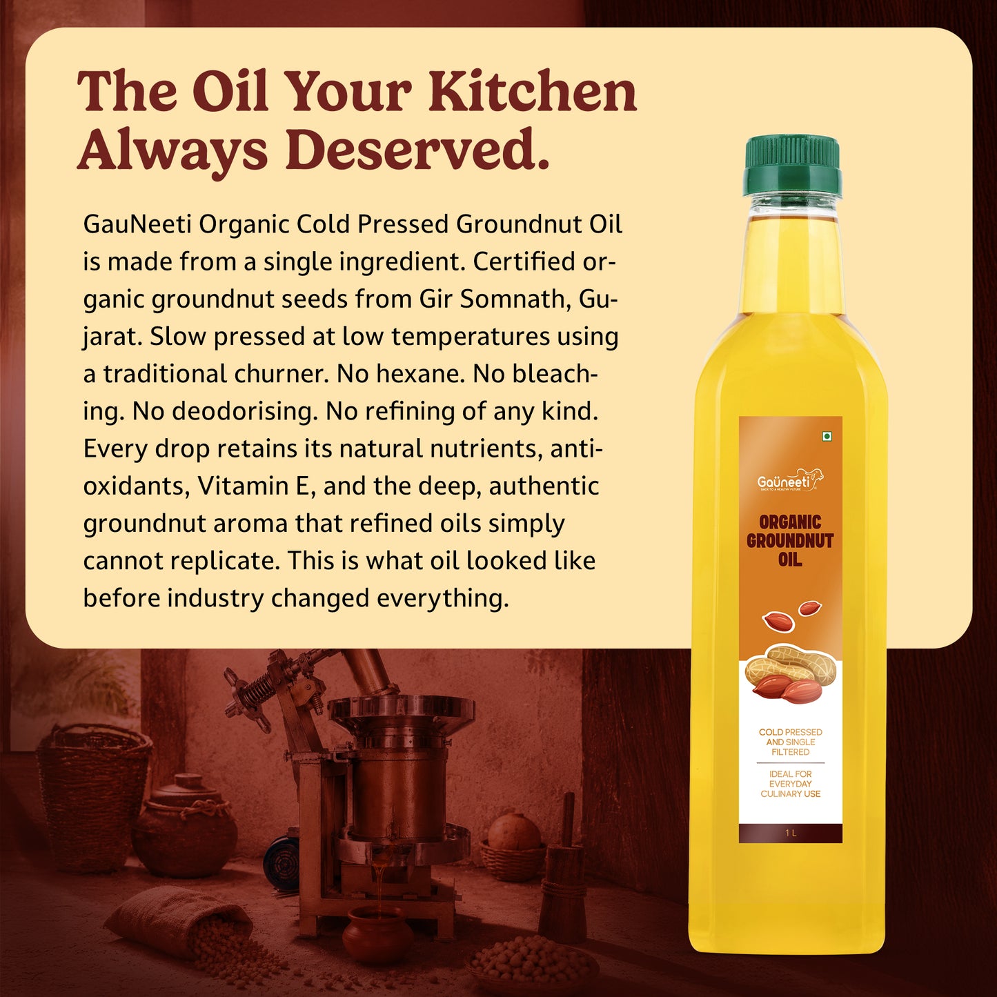 Organic Cold-Pressed Groundnut Oil