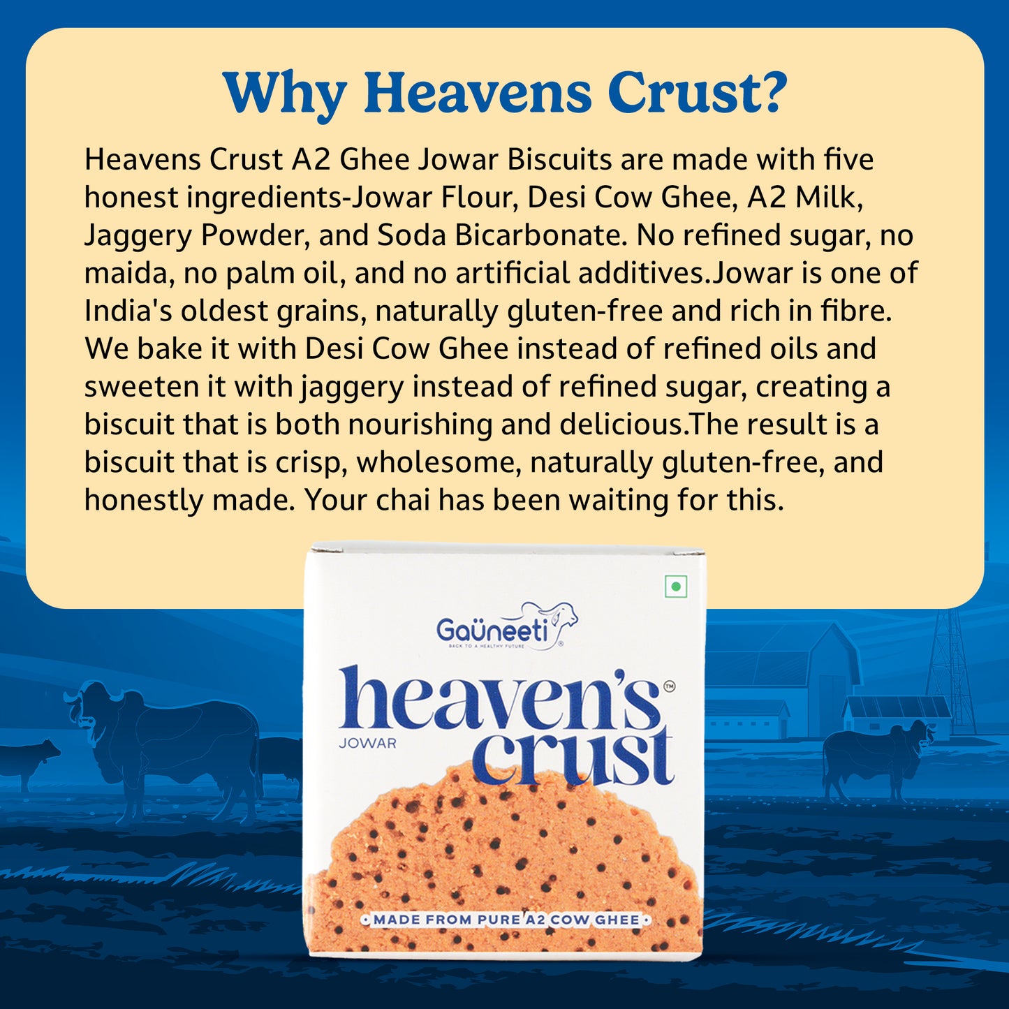 HEAVENS CRUST A2 GHEE JOWAR BISCUITS